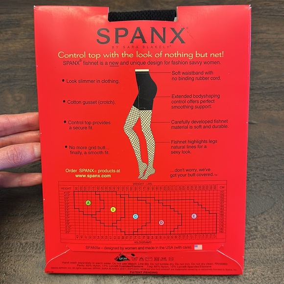 Spanx Control Top Fishnets, Black, Size A - Picture 4 of 6